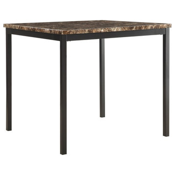 Oriana Faux Marble Black Metal 36" Counter Height Dining Table