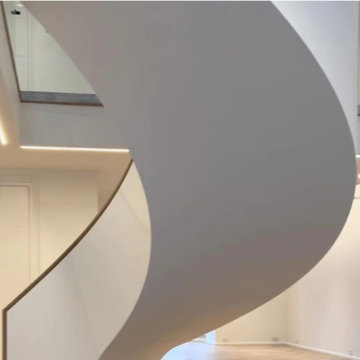 Custom Curved Stairs with Knee Wall