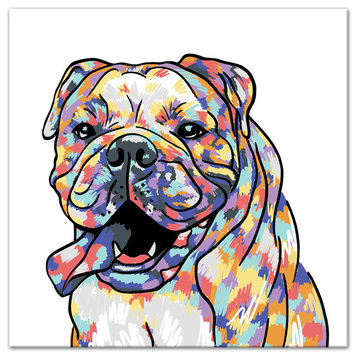 Watercolor Bulldog 16x16 Canvas Wall Art