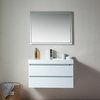 Vanity Art 36 Inch Wall Hung Single Sink Bathroom Vanity With Resin Top, White
