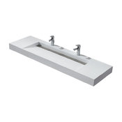 ADM Bathroom Rectangular Wall Mounted Sink, White 63", Matte White
