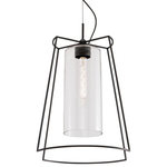 Norwell Lighting - Norwell Lighting 5389-MB-CL Cere - One Light Pendant - Cage variation, Cere seems to float in the atmosphCere One Light Penda Matte Black Clear GlUL: Suitable for damp locations Energy Star Qualified: n/a ADA Certified: n/a  *Number of Lights: Lamp: 1-*Wattage:60w T10 E26 Edison bulb(s) *Bulb Included:No *Bulb Type:T10 E26 Edison *Finish Type:Matte Black