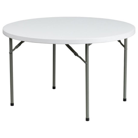 48" Round Granite White Plastic Folding Table