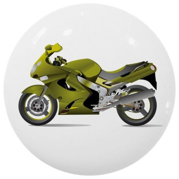 Green Motorcycle Ceramic Cabinet Drawer Knob