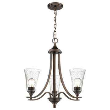 Natalie Collection Chandelier, Rubbed Bronze, Clear Seeded