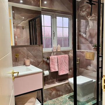 Modern Pink Bathroom Ealing London, Design and build