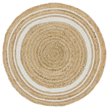 Braided Round Area Rug 3'3" Jewel Collection, Neutral
