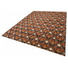 Traditional Oriental Wool Rug Without Border Orange and Chocolate 7.9x10.1