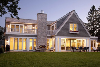 Inspiration for a timeless wood exterior home remodel in Minneapolis