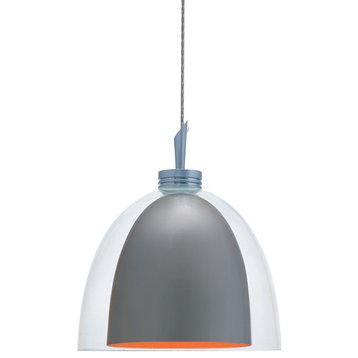 Light Monorail, Clear Glass Over Gun Metal Shade With Orange Painted