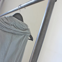 Riley Threaded Dark Steel Pipe Simple Elegant Freestanding Clothes Rail - Clothes Racks