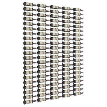 W Series Feature Wall Wine Rack Kit 7 (metal wall mounted bottle storage), Brushed Nickel, 105 Bottles (Single Deep)