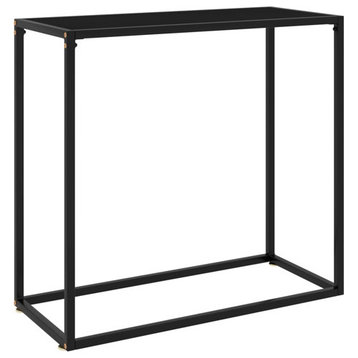 vidaXL Console Table Black 31.5" Tempered Glass End Side Accent Hall Table
