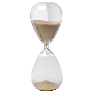 10" Tan Blow Glass 1 Hr. Hourglass Sand Timer