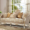 Traditional Style Plantation Cove White Carved Wood Finish Sofa