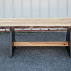Live Edge Ash Table with Modern Style Base - Table Tops And Bases
