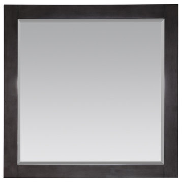 Maribella Rectangular Bathroom Wood Framed Wall Mirror, Black, 34"