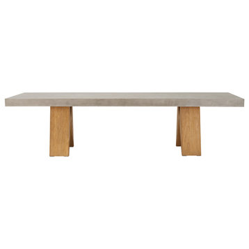 Clip Teak and Concrete Dining Table - 87" - Slate Grey Outdoor Dining Table