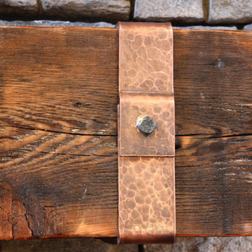 Copper Fireplace Mantel Strap Detail