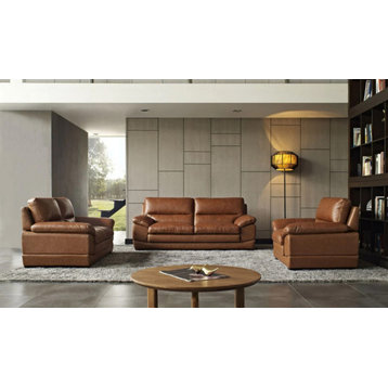 Jose Traditional Modern Cognac Leather Sofa Set $7,696.00