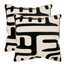 Maze Pillow (Set of 2) - Black, Polyester, 20"x20"