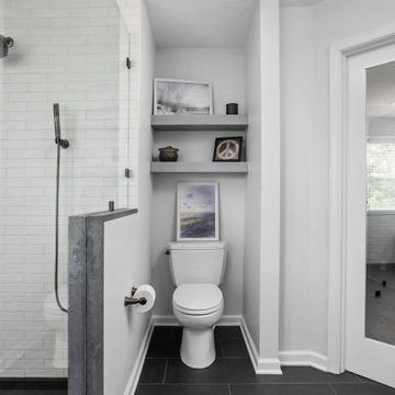 Modern Primary Bathroom Remodel | Walk-In Shower & Black Stainless Fixtures