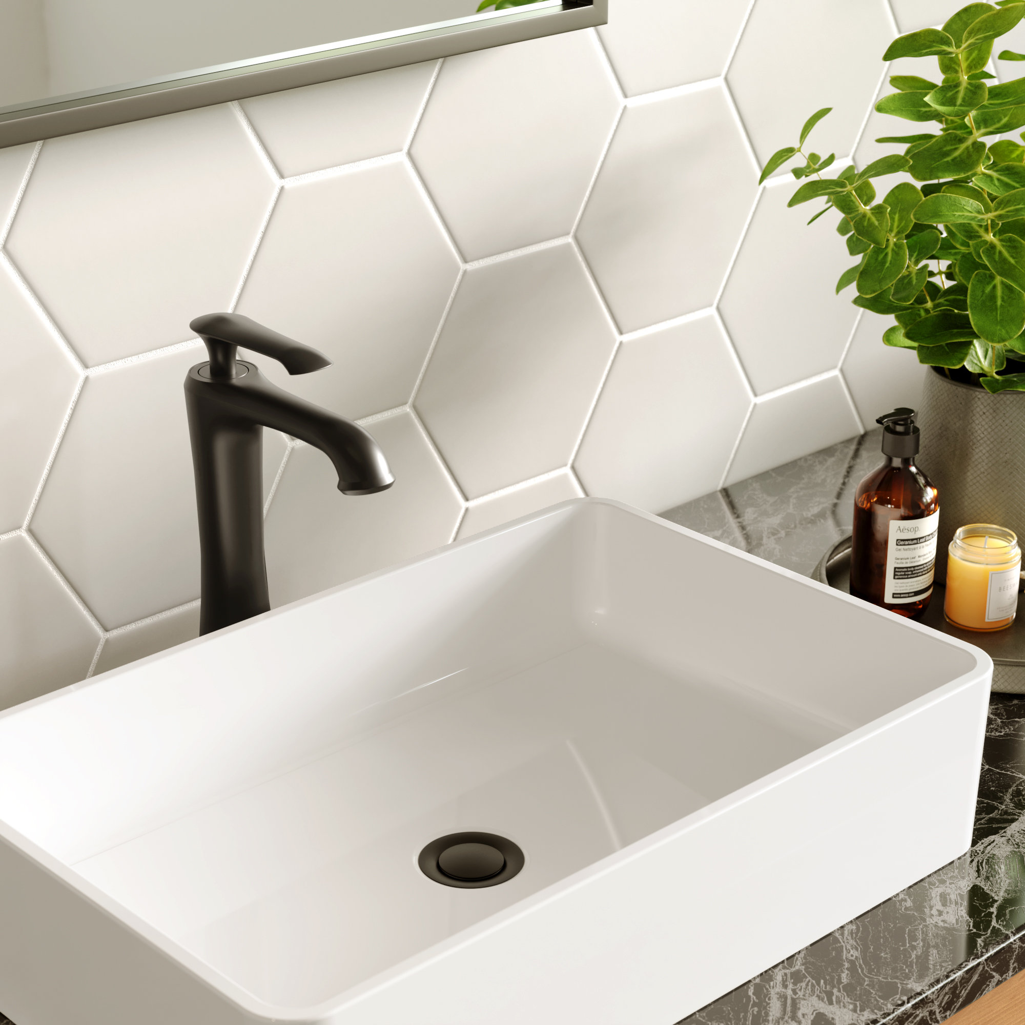 Karran 1-Hole 1-Handle Vessel Faucet With Pop-Up Drain, Matte Black