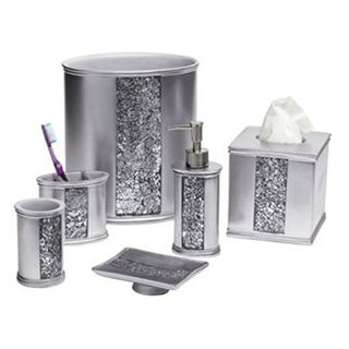 Silver Hammered Effect Bathroom Accessories Set