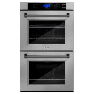 ZLINE DuraSnow Stainless Steel Double Wall Oven With Matte Black, AWDSZ-30-MB