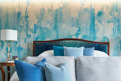 Example of a transitional bedroom design in Chicago