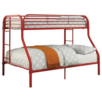 Furniture of America Sulie Transitional Metal Twin over Full Bunk Bed in Red