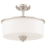 Craftmade - Craftmade Bolden 2 Light Semi Flush/Pendant, BP Nickel/Frosted - Bold clean lines and gentle curves offer an elegant feel to your home. White frosted glass shades compliment the graceful shapes of the Bolden collection setting the stage for a look that is luxurious and effortless.
