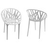 Mod Made Branch Modern Plastic Dining Side Chair, Set of 2, White