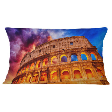 Colosseum Rome Italy Monumental Photo Throw Pillow, 12"x20"