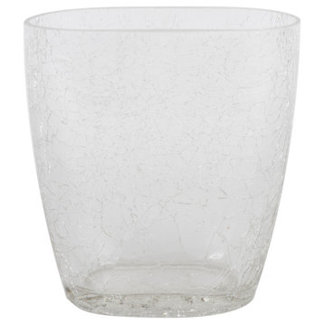 8.6" Clear Crackle Glass Oval Vase