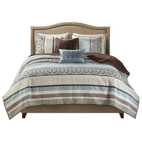 Madison Park Jacquard 5-Piece Coverlet Set, Full/Queen
