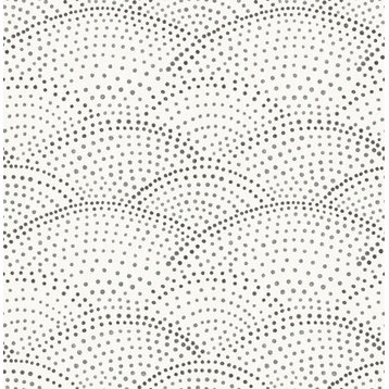 Bennett Charcoal Dotted Scallop Wallpaper Bolt