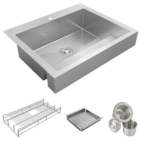 Elkay Dart Canyon 1-Bowl Farmhouse ADA Workstation Sink SS, ELDSSF33279DBG