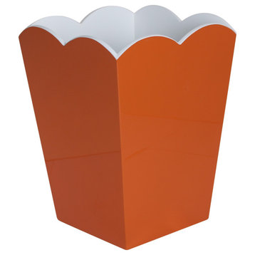 Addison Ross Lacquer Scalloped Waste Bin (Orange & White)
