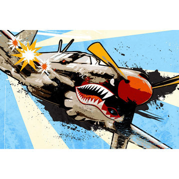 "P40 Warhawk" by Rick Martin Painting Print Wrapped Canvas, 60x40