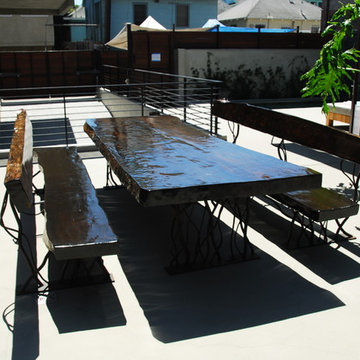 Live edge table and bench