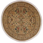 Bareens Designer Rugs - Nagi Pak Persian Talia Beige/Pink Wool Round - 8'0'' x 8'1'' - Designed with mesmerizing intricacy and gorgeous color palette, this hand-knotted masterpiece demonstrates the beauty and electrifying thrill of Pak Persian art. These meticulously hand-knotted Pak-Persian rug is made with pure wool and features breathtaking traditional, transitional, and tribal designs in bold luxurious color pallets. Known for their intricate designs these rugs are a reproduction of Persian rugs, made in Pakistan with unique Mughal designs. Made by master weavers using the same Persian texture, design and dying technique, we wanted to produce the most significant manifestation of Persian art, life, and culture. This rug is most famous for its exceptional quality, incredible designs, patterns, and vibrant rich color. Pak-Persian rugs made with Persian weave with high knot counts, which enables the high intricacy and detail found in the patterns are also referred to as "State of art", each color adds a rich beautiful detail in the artwork of this rug. The design, color, and beautiful chromatic composition with a vibrant sheen with intricate designs, exude beauty, elegance, and quality make this rug a masterpiece of its own.