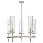 Innovations Lighting - Lincoln, 5 Light 12" Stem Chandelier, Satin Nickel, Clear Glass - The Lincoln collection makes a statement with bold and striking details. The impressive glass cylinder shade sits atop a refined metal frame that features perfectly placed knurling details. Lincoln is a gorgeous addition to traditional or restoration decor.
