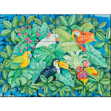 Tile Mural, Tropical Birds by Paul Brent