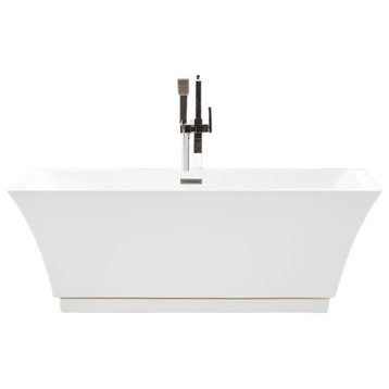 Freestanding Acrylic Bathtub, White/Brushed Nickel, L, 67"