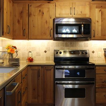 Kitchen LED Lighting Knotty Pine Cabinets