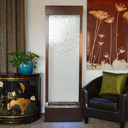 6' Gardenfall Clear Glass and Dark Copper Floor Fountain with LED Lights - Indoor Fountains