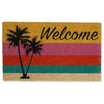 DII 30x18" Modern Fabric Welcome Palm Tree Doormat in Multi-Color