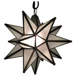 Quintana Roo - Moravian Star Light, Frosted Glass With Bronze Trim, 10" Diameter, With Mount Ki - You will love these beautiful and elegant Glass Moravian Star Pendant Lights and the unique ambiance they create! They make an excellent focal point for any room.