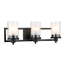Designers Impressions Juno Collection Wall Sconce, 3-Light, Matte Black